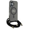 Guess GUHMP16SHCTSGNSK iPhone 16 6.1    czarny/black hardcase Crossbody Cord Script MagSafe