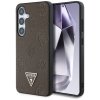 Etui Guess Grained Hot Stamp Peony       Pattern Triangle Logo MagSafe do Samsung Galaxy S25 brązowy