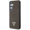 Etui Guess Grained Hot Stamp Peony       Pattern Triangle Logo MagSafe do Samsung Galaxy S25 brązowy