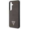 Etui Guess Grained Hot Stamp Peony       Pattern Triangle Logo MagSafe do Samsung Galaxy S25 brązowy