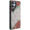 Etui Guess Leather 4G Flowers Print      Metal Classic Logo MagSafe Samsung Galaxy S25 Ultra różowy