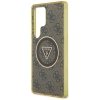 Etui Guess 4G Glitter Triangle Buttons   MagSafe do Samsung Galaxy S25 Ultra brązowy