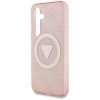 Etui Guess 4G Glitter Triangle Buttons MagSafe do Samsung Galaxy S25 różowy