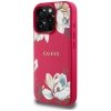 Etui Guess Grained Printed Flower        Pattern MagSafe do iPhone 16 Pro fuksja