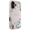 Etui Guess Grained Printed Flower        Pattern MagSafe do iPhone 16 różowy