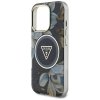 Etui Guess Glitter Flowers Triangle      Buttons MagSafe do iPhone 16 Pro czarny