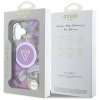 Etui Guess Glitter Flowers Triangle      Buttons MagSafe do iPhone 16 fioletowy