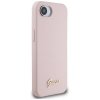 Etui Guess Silicone Script Metal Logo    MagSafe do iPhone 16e różowy