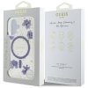 Etui Guess Resin Flowers Glitter MagSafe do iPhone 16 fioletowy