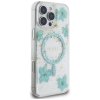 Etui Guess Resin Flowers Glitter MagSafe do iPhone 16 Pro Max turkusowy