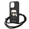 Karl Lagerfeld KLHCP13LCMNIPK iPhone 13 Pro / 13 6,1 hardcase czarny/black Leather Monogram Patch and Cord Iconik