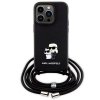 Karl Lagerfeld KLHCP14LSAKCPSK iPhone 14 Pro 6.1 hardcase czarny/black Crossbody Saffiano Metal Pin Karl & Choupette