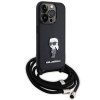 Karl Lagerfeld KLHCP15LSASKNPSK iPhone 15 Pro 6.1 hardcase czarny/black Crossbody Saffiano Monogram Metal Pin Karl & Choup