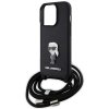 Karl Lagerfeld KLHCP15LSASKNPSK iPhone 15 Pro 6.1 hardcase czarny/black Crossbody Saffiano Monogram Metal Pin Karl & Choup