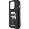 Karl Lagerfeld KLHCP15LSAKKNSCK iPhone 15 Pro 6.1 czarny/black hardcase Saffiano Cardslots and Stand Monogram Ikonik Patch