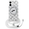 Karl Lagerfeld KLHMP16SHCKCKLCT iPhone   16 6.1 transparent hardcase IML Crossbody Monogram Karl & Choupette Head MagSafe