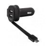 Xqisit ład. sam. 6A Dual USB+microUSBcar charger czarny/black 20425