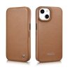 DUPLIKAT: iCarer CE Premium Leather Folio Case skórzane etui iPhone 14 z klapką magnetyczne MagSafe brązowy (WMI14220713-BN)