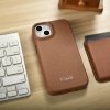 DUPLIKAT: iCarer CE Premium Leather Folio Case skórzane etui iPhone 14 z klapką magnetyczne MagSafe brązowy (WMI14220713-BN)