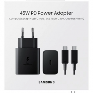 Ładowarka sieciowa Samsung EP-T4511XBEGEU 45W 4.05A 1x USB-C - czarna + kabel USB-C 