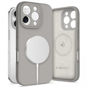 ETUI PLECKI CASE TECH-PROTECT  LIQUID SILICONE MAGSAFE IPHONE 16 PRO MAX STONE GREY