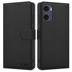 OTWIERANE KSIĄŻKOWE ETUI FUTERAŁ TECH-PROTECT  WALLET MOTOROLA MOTO G05 / E15 MATTE BLACK