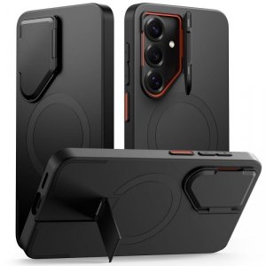 Pancerne etui MagSafe do Samsung Galaxy S26 - Tech-Protect Kevlar Aura (Czarno-Pomarańczowe)