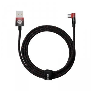 Baseus MVP 2 Elbow kątowy kabel przewód Power Delivery z bocznym wtykiem USB / USB Typ C 2m 100W 5A czerwony (CAVP000520)