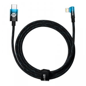 Baseus MVP 2 Elbow kątowy kabel przewód Power Delivery z bocznym wtykiem USB Typ C / Lightning 2m 20W niebieski (CAVP000321)