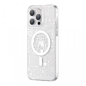 Kingxbar PQY Geek Series magnetyczne etui iPhone 14 Pro Max MagSafe srebrne