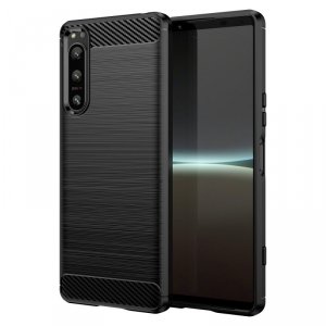 Carbon Case etui Sony Xperia 5 IV elastyczny silikonowy karbonowy pokrowiec czarne