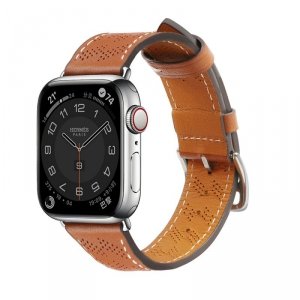 Strap Leather skórzany pasek Apple Watch SE, 8, 7, 6, 5, 4, 3, 2, 1 (41, 40, 38 mm) opaska bransoleta brązowy