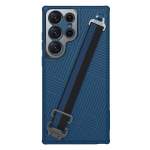 Nillkin Strap Case etui do Samsung Galaxy S23 Ultra pancerny pokrowiec z paskiem na rękę niebieskie
