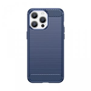 Elastyczne etui wzór karbon do iPhone 15 Pro Max Carbon Case - niebieskie