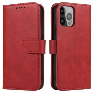 Etui z klapką i portfelem Magnet Case do iPhone 15 - czerwone