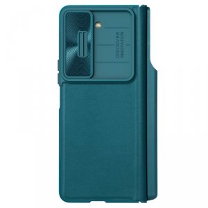 Skórzane etui z klapką i osłoną aparatu do Samsung Galaxy Z Fold 5 Nillkin Qin Leather Pro - zielone