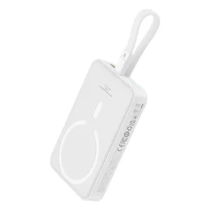 Powerbank Baseus Magnetic Mini MagSafe 10000mAh 20W z wbudowanym kablem Lightning - biały + kabel Baseus Simple Series USB-C - U