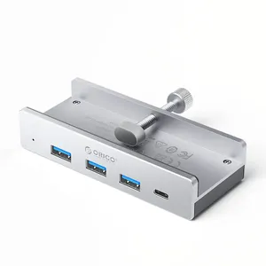 Hub Orico MH4PC montowany na zacisk USB-C / 3x USB-A 3.0 + 1x USB-C 3.0 - srebrny