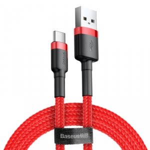Baseus Cafule Cable wytrzymały nylonowy kabel przewód USB / USB-C QC3.0 3A 0,5M czerwony (CATKLF-A09)