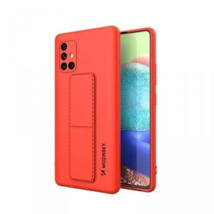 Wozinsky Kickstand Case elastyczne silikonowe etui z podstawką Samsung Galaxy A71 czerwony