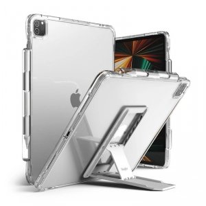 Ringke Fusion Combo Outstanding sztywne etui z żelową ramką do iPad Pro 12.9'' 2021 + samoprzylepna podstawka przezroczysty (FPC