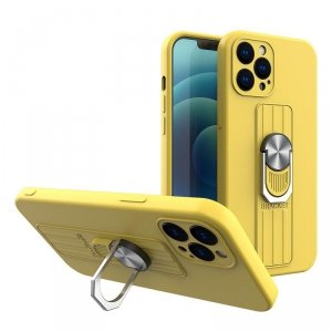 Ring Case silikonowe etui z uchwytem na palec i podstawką do iPhone 12 Pro żółty