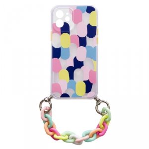 Color Chain Case żelowe elastyczne etui z łańcuchem łańcuszkiem zawieszką do iPhone 8 Plus / iPhone 7 Plus wielokolorowy