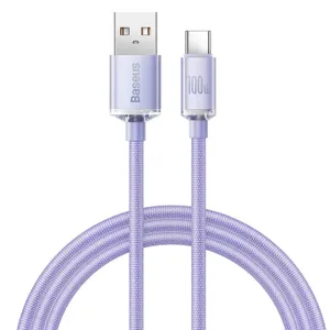 Baseus Crystal Shine Series kabel przewód USB do szybkiego ładowania i transferu danych USB Typ A - USB Typ C 100W 1,2m fioletow