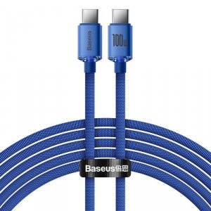 Baseus Crystal Shine Series kabel przewód USB do szybkiego ładowania i transferu danych USB Typ C - USB Typ C 100W 2m niebieski 