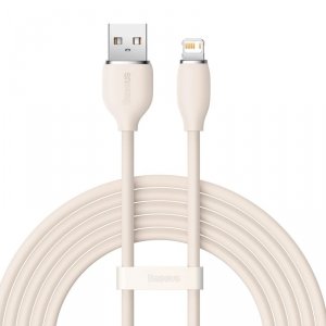 Baseus kabel, przewód USB – Lightning 2,4A długość 2 m Jelly Liquid Silica Gel – różowy