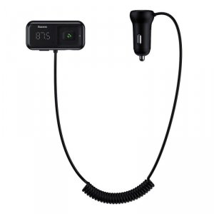 Baseus S-16 Transmiter FM Bluetooth 5.0 2x USB ładowarka samochodowa AUX MP3 TF micro SD 3,1 A czarny (CCTM-F01)
