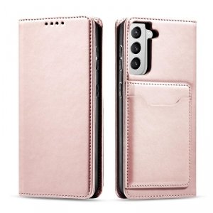 Magnet Card Case etui do Samsung Galaxy S22 pokrowiec portfel na karty kartę podstawka różowy