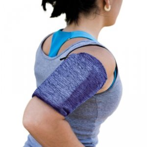Elastyczny materiałowy armband opaska na ramię do biegania fitness L granatowa