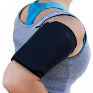 Elastyczny materiałowy armband opaska na ramię do biegania fitness XL czarna